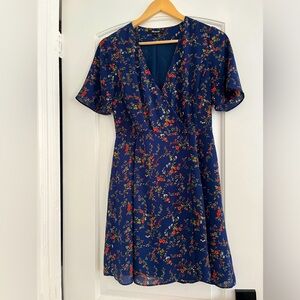 Madewell, size 0, dress, blue with red and white flowers